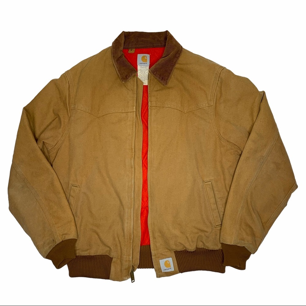 Sold**Tan Carhartt Vintage Work Jacket Red lining